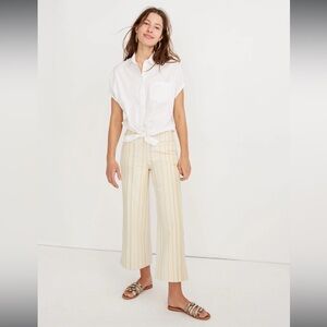 Madewell Emmett Wide-Leg Crop Pants in Stripe size 26